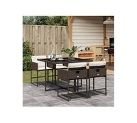 vidaXL Ensemble de jardin 5 pièces avec coussins Marron Poly rotin