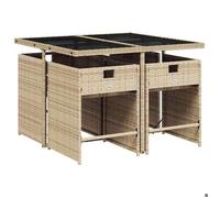 Ensemble à manger de jardin coussins (5 pcs),CLARENCE® Table de Balcon et 4 chaises de jardin, mélange beige rotin 110x106x73cm C949