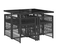Ensemble à manger de jardin coussins (5 pcs),CLARENCE® Table de Balcon et 4 chaises de jardin, Noir Résine tressée 110x106x73cm C240