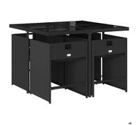 Ensemble à manger de jardin coussins (5 pcs),CLARENCE® Table de Balcon et 4 chaises de jardin, Noir Résine tressée 110x106x73cm C394