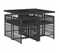 Ensemble à manger de jardin coussins (5 pcs),CLARENCE® Table de Balcon et 4 chaises de jardin, Noir Résine tressée 110x106x73cm C215