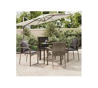 vidaXL Salon de jardin 5 pièces avec coussins noir et gris Poly rotin