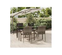 vidaXL Salon de jardin 5 pièces avec coussins noir et gris Poly rotin