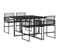 Ensemble à manger de jardin en résine tressée - BURKE - 5 pièces - Noir - Résistance aux UV - Table 110x107x72 cm