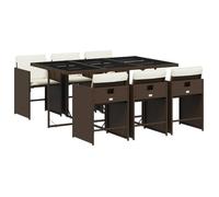 Ensemble à manger de jardin en rotin - BURKE - 7 pièces - Marron - Résine tressée - Table 165x106x73 cm