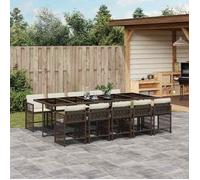 Ensemble à manger de jardin en rotin - vidaXL - 11 pièces - 275x106x73 cm (table) - 50,5x54x79 cm (chaise)