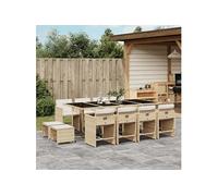 vidaXL Salon de jardin 13 pièces avec coussins Beige Poly Rattan