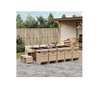 vidaXL Salon de jardin 15 pièces avec coussins Beige Poly Rattan