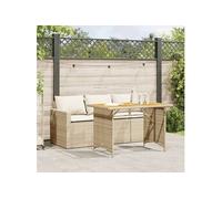 vidaXL Ensemble de jardin 2 pièces avec coussins Beige Poly Rattan