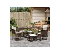 vidaXL Ensemble de jardin 7 pièces avec coussins Marron Poly rotin