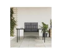 vidaXL Ensemble de jardin 2 pièces en poly rotin gris avec coussins