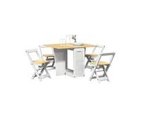 Ensemble à manger papillon 5 pcs Corona pliable blanc bois pin