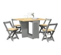 Ensemble à manger papillon 5 pcs Corona pliable gris bois pin Gris G