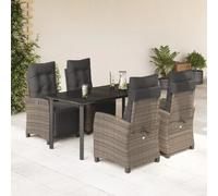 vidaXL Ensemble de jardin 5 pièces avec coussins Gris Poly rotin