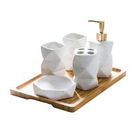 Ensemble Accessoire Salle De Bain Ensemble de Salle Bain en céramique 4 pièces, Fournitures, Ornements, Bouche, Brosse à Dents, gobelet, Accessoires(White 6-Piece Set)
