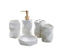 Ensemble Accessoire Salle De Bain Ensemble de Salle Bain en céramique 4 pièces, Fournitures, Ornements, Bouche, Brosse à Dents, gobelet, Accessoires(White 5-Piece Set)