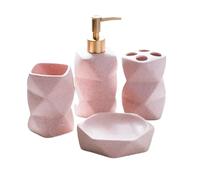 Ensemble Accessoire Salle De Bain Ensemble de Salle Bain en céramique 4 pièces, Fournitures, Ornements, Bouche, Brosse à Dents, gobelet, Accessoires(Pink 4-Piece Set)