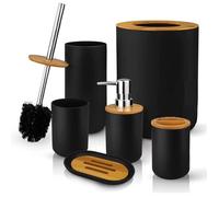 Ensemble Accessoires Salle de Bain - 6 Pièces - Bambou et Acier Noir - Design Moderne et Fonctionnel CASSETTE RECHARGE POUR SEBUMET