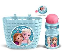 Ensemble Accessoires Vélo Reine des Neiges, Corbeille, Bidon 350 ml, Sonnette, Fixation Universelle, Dès 3 ans