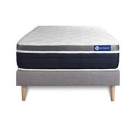 Ensemble ACTIFLEX CONFORT Matelas Ressorts ensaches+memoire de forme 80x200cm Maxi epaisseur + sommier KIT gris