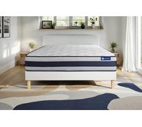 Ensemble Actiflex ergo 140x220cm + sommier KIT blanc - 24cm - Ressorts ensachs et mmoire de forme - Ferme - Sommier kit Blanc