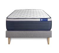 Ensemble matelas Ressorts ensaches+Memoire de forme ACTIFLEX MAX 80x200 cm Maxi epaisseur 7zones confort + sommier KIT gris