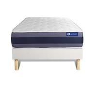 Ensemble matelas Ressorts ensachés+Mémoire de forme ACTIFLEX MORPHO 90x200 Maxi épaisseur 5zones confort + sommier KIT blanc G