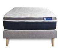 Ensemble ACTILATEX CONFORT Matelas Latex+memoire de forme 120x200 cm Maxi epaisseur 7zones de confort + sommier KIT gris