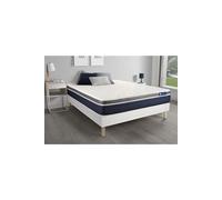 Ensemble ACTILATEX CONFORT Matelas Latex+memoire de forme 200x200 cm Maxi epaisseur 7zones de confort + sommier KIT blanc