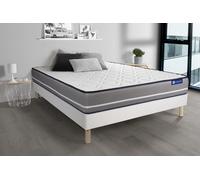 Ensemble Actilatex pur 160x190cm + sommier KIT blanc - 20cm - Latex et mmoire de forme - Tonique - Sommier kit Blanc