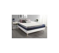 Ensemble ACTIMEMO CONFORT Matelas mémoire de forme 200x200 cm Maxi épaisseur 7zones de confort + sommier KIT blanc