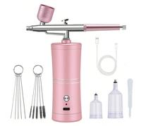 Ensemble Aérographe & Pompe à Air - Kit de Pompe à Air Haute Pression 48PSI Rechargeable Sans Fil Anti-Colmatage avec Buse 0,3mm et Ensemble de Brosses de Nettoyage, Convient pour l'Art des Ongles, la