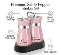 Ensemble amélioré de 2 pièces de salière et poivrière avec support, accessoires de cuisine et décoration de 4 oz pour restaurant, mariage, cadeaux de pendaison de crémaillère, design rechargeable 2 pi