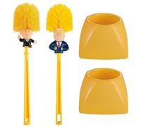 Ensemble amusant de 2 pièces comprenant une brosse de toilettes et son support de rangement, une brosse de toilettes créative dotée d'un long manche, idéale pour le nettoyage quotidien