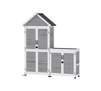 Abri de jardin + armoire de rangement - Outsunny - en bois - toit incliné en asphalte, étagères et portes verrouillables - gris