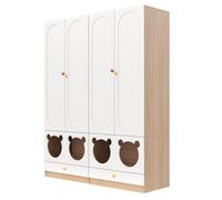 Ensemble armoire deux pièces à double porte, armoire enfant, avec tringle et tiroirs, 160 x 50 x 200 cm