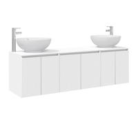 Ensemble Armoire Salle De Bain 3 Pc Blanc, Meuble Sous Lavabo Monte Au Mur | Bois d'ingénierie, acier, fixation murale, 2 forets inclus, sans trous pré-percés, design minimaliste