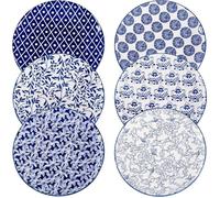 ensemble assiettes plates en céramique de 26,7 cm, grandes assiettes à dessert en Bleu Cobalt Assiettes 26cm(6x) SALADIER
