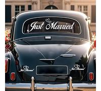 Ensemble autocollant voiture, autocollants de mariage de voiture autocollant juste marié décorations pour fenêtres miroirs mariage de lune de miel - 3pcs (Juste marié)