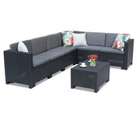 Ensemble avec canapé d'angle en résine tressée Colorado Corner 6 Bica anthracite