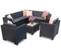Ensemble avec canapé d'angle en résine tressée Colorado Corner 7 Bica anthracite