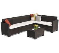 Ensemble avec canapé d'angle en résine tressée Nebraska Coin Max 6 Bica marron