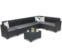 Ensemble avec canapé d'angle en résine tressée Nebraska Corner Max 7 Bica anthracite
