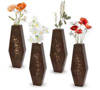 Ensemble Azomor composé de 4 vases muraux en bois élégants pour une décoration d'intérieur moderne