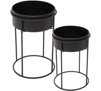 Ensemble Azomor comprenant 2 supports métalliques pour plantes, couleur noire, pour usage intérieur