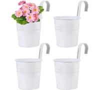 Ensemble Azomor comprenant 4 pots de fleurs suspendus en métal avec crochets amovibles et trou de drainage