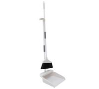Ensemble Balai et Pelle à Poussière Long Manche, Poils Souples | Brosse Flexible, Pelle Stable Anti-vent, Format Debout, Plastique Métal Pet, Blanc pour Maison