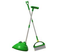 Ensemble Balai et Pelle à Poussière, Manche Long Aluminium Spatial Vert | PP et PET, Nettoyage Sol Maison, Protège Murs et Revêtements, pour Ciment et Flooring