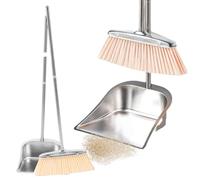 Ensemble Balai Et Pelle À Poussière - Outil De Nettoyage À Long Manche, Balayeuse De Sol En Acier Inoxydable, Balai Domestique Droit, Nettoyant Intérieur Et Extérieur Durable | Ensemble De Pelles À Po