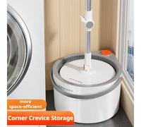 Ensemble balai plat mains libres Joybos avec seau à 2 compartiments (eau propre et eau séparées), tête de balai rotative à 360°, housse de rechange en microfibre offerte, lingettes en microfibre pour 
